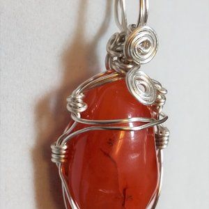 Carnelian Wire Wrapped Pendant
